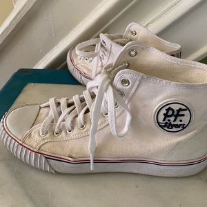 Classic white canvas PF Flyer high tops size 9